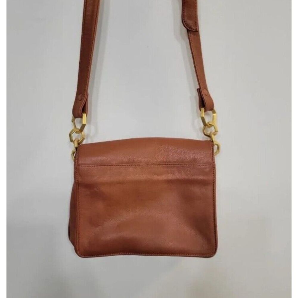 Architect Vintage Brown Leather Crossbody Purse W/ Gold Colored Hardware - Picture 7 of 7
